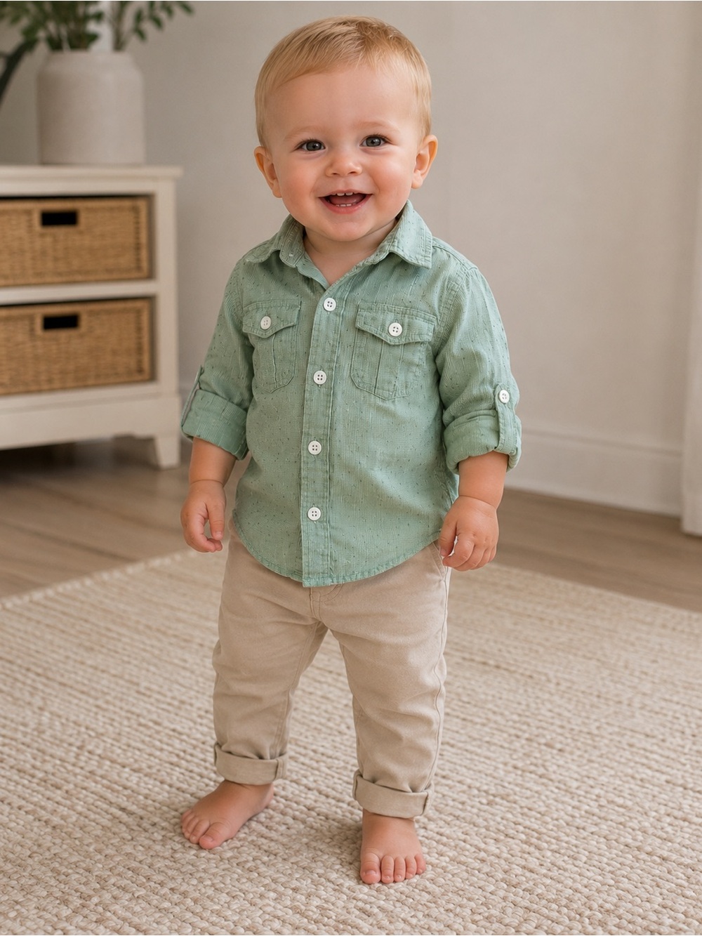 First Impression Mint Green Button-Up Shirt 12m